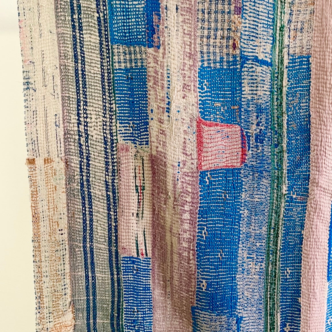 ✨美品✨インド古布キルト カンタ刺繍 ラリーキルト インドの古布210×152cm パープル系の