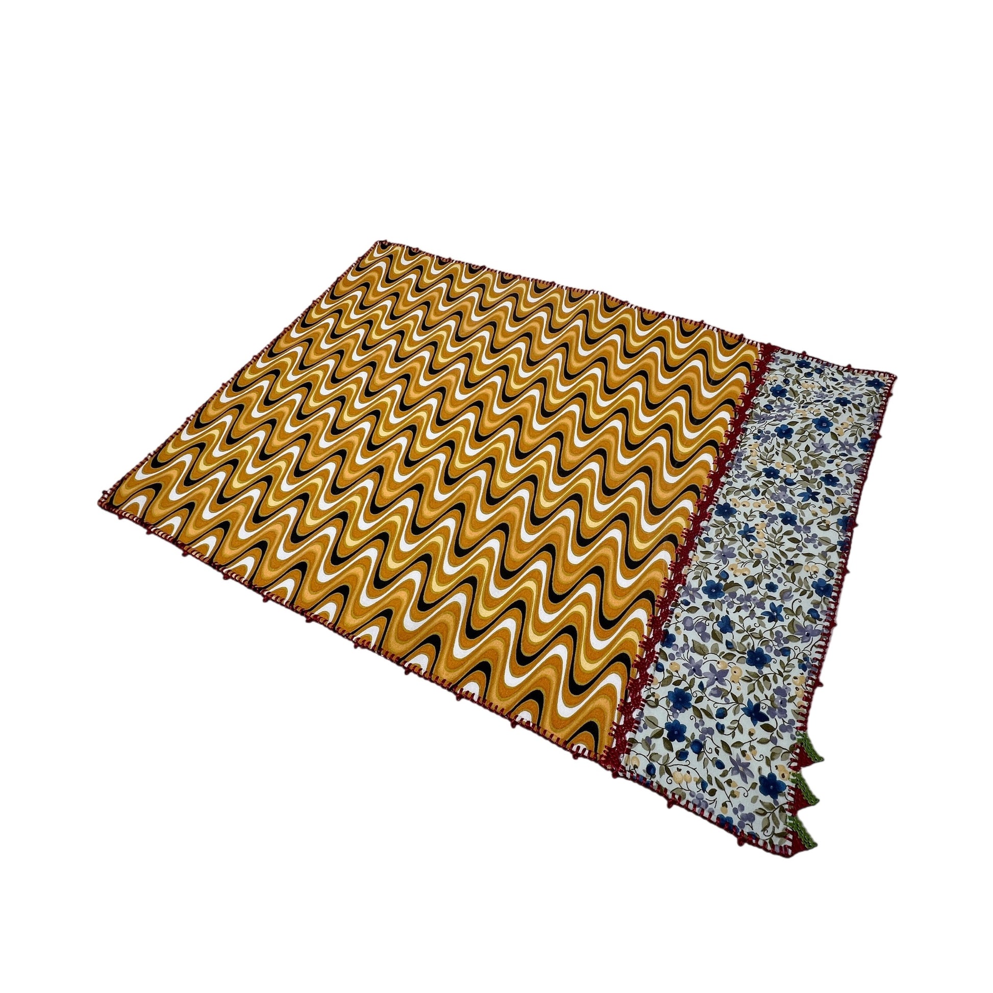 【Leo Atlante】刺繍パッチワークランチョンマット_waves yellow