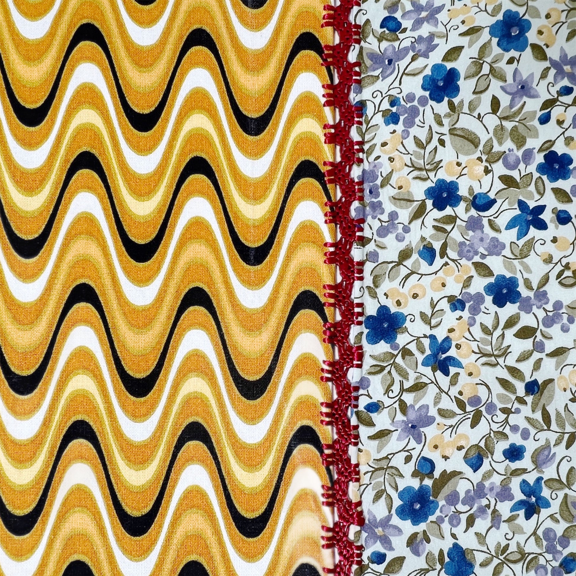 【Leo Atlante】刺繍パッチワークランチョンマット_waves yellow