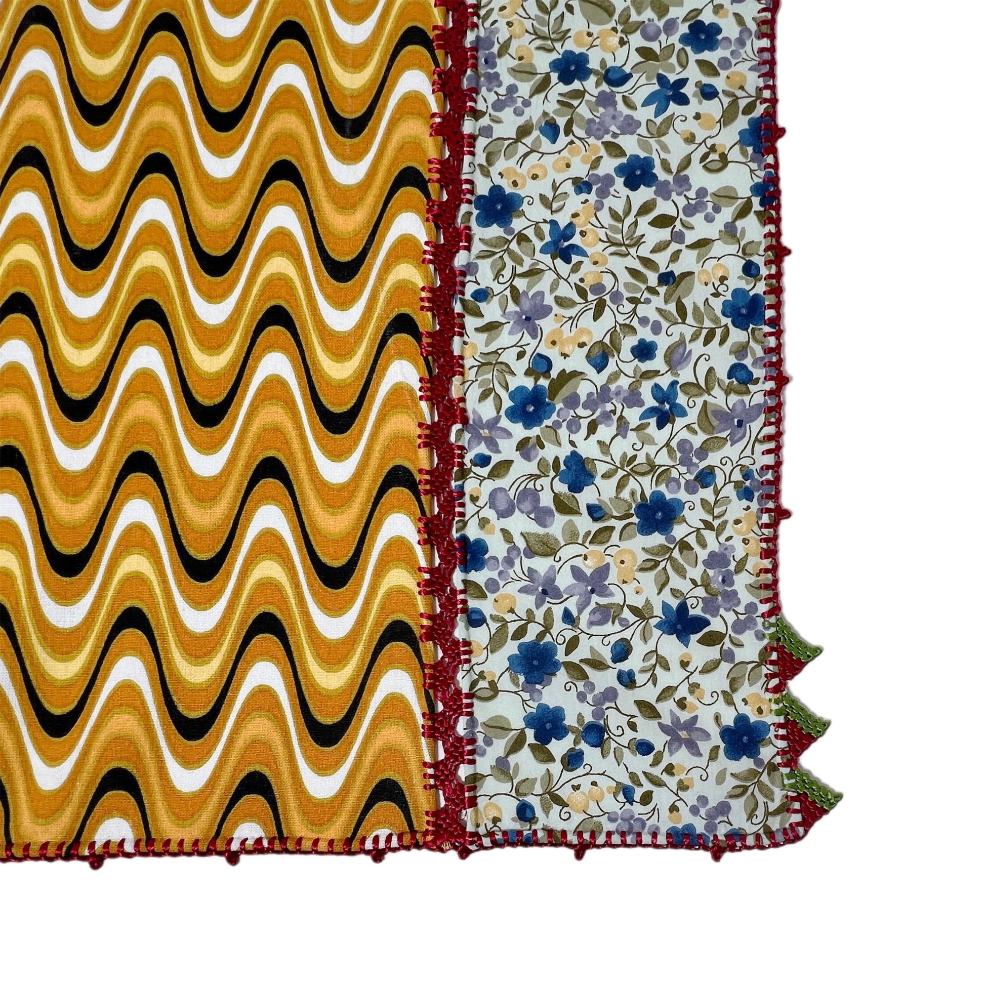 【Leo Atlante】刺繍パッチワークランチョンマット_waves yellow