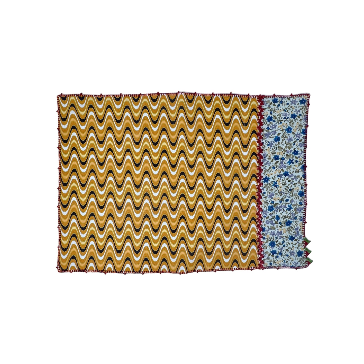 【Leo Atlante】刺繍パッチワークランチョンマット_waves yellow