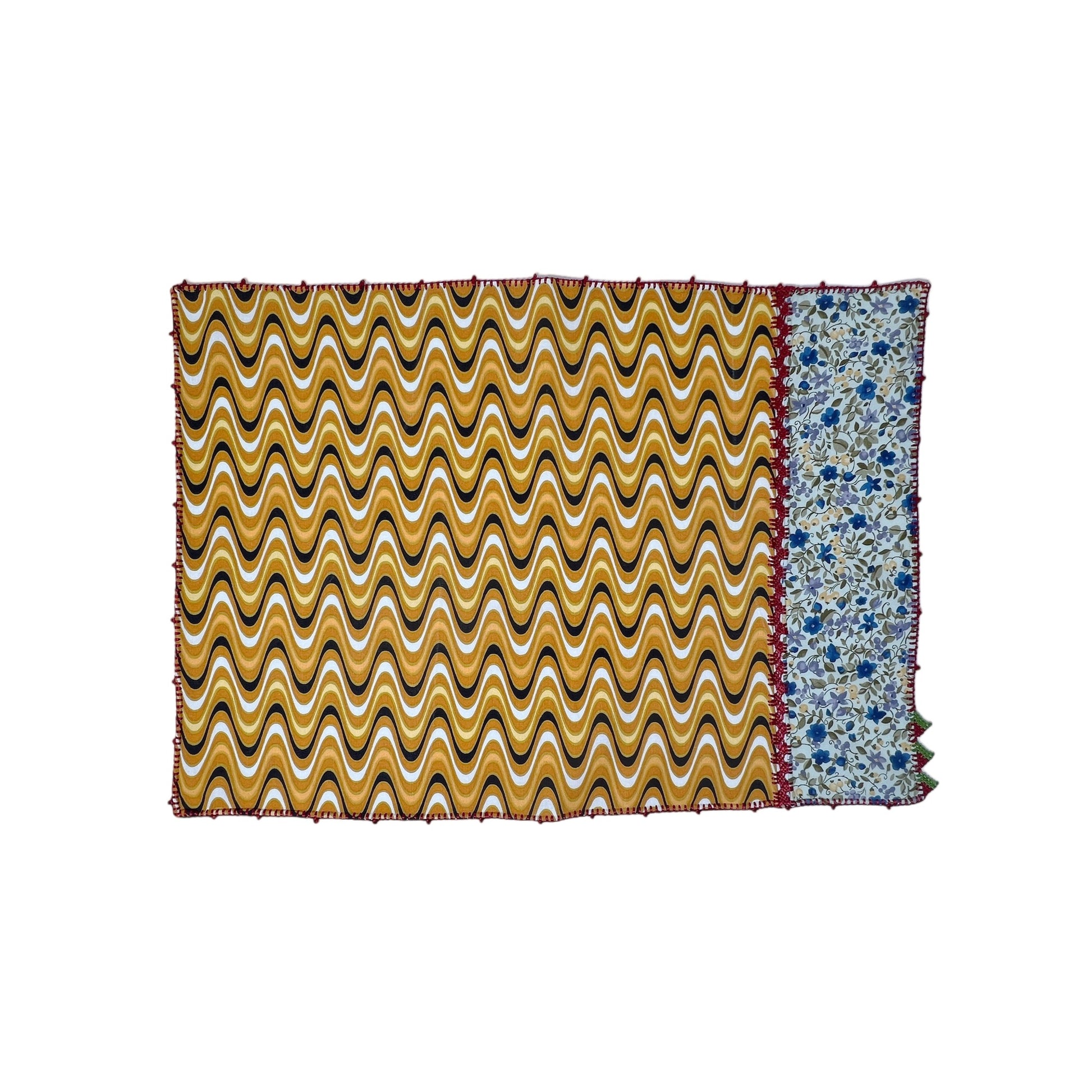 【Leo Atlante】刺繍パッチワークランチョンマット_waves yellow