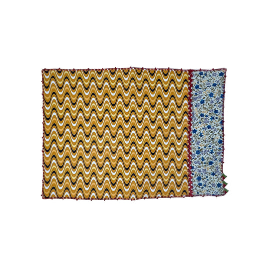 【Leo Atlante】刺繍パッチワークランチョンマット_waves yellow