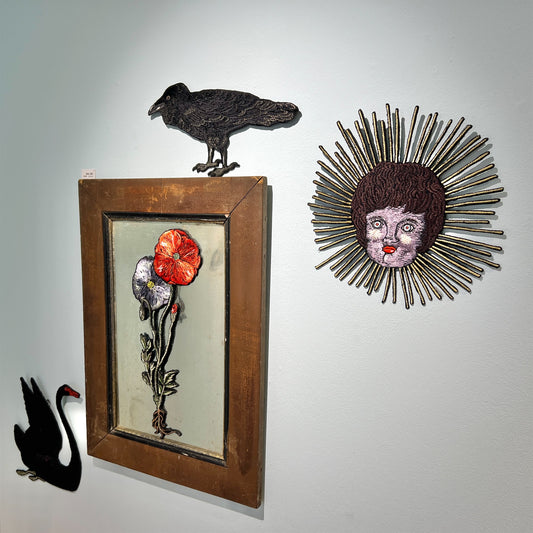 【ma.macaron】赤と薄い紫の花(根っこあり)