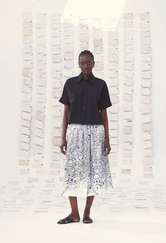 【Mii Collection】printed hand embroidered skirt/05