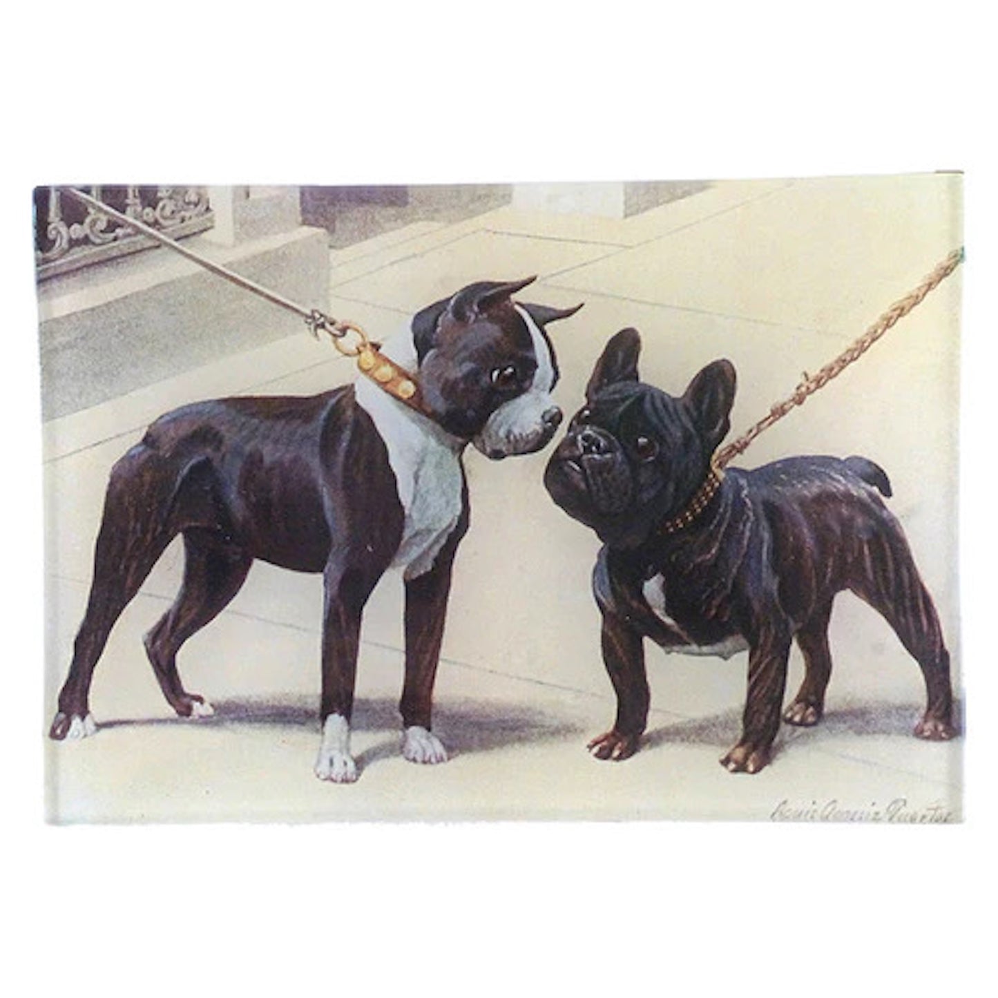 【JOHN DERIAN】デコパージュプレート Boston Terrier & French Bulldog Mini-Tray
