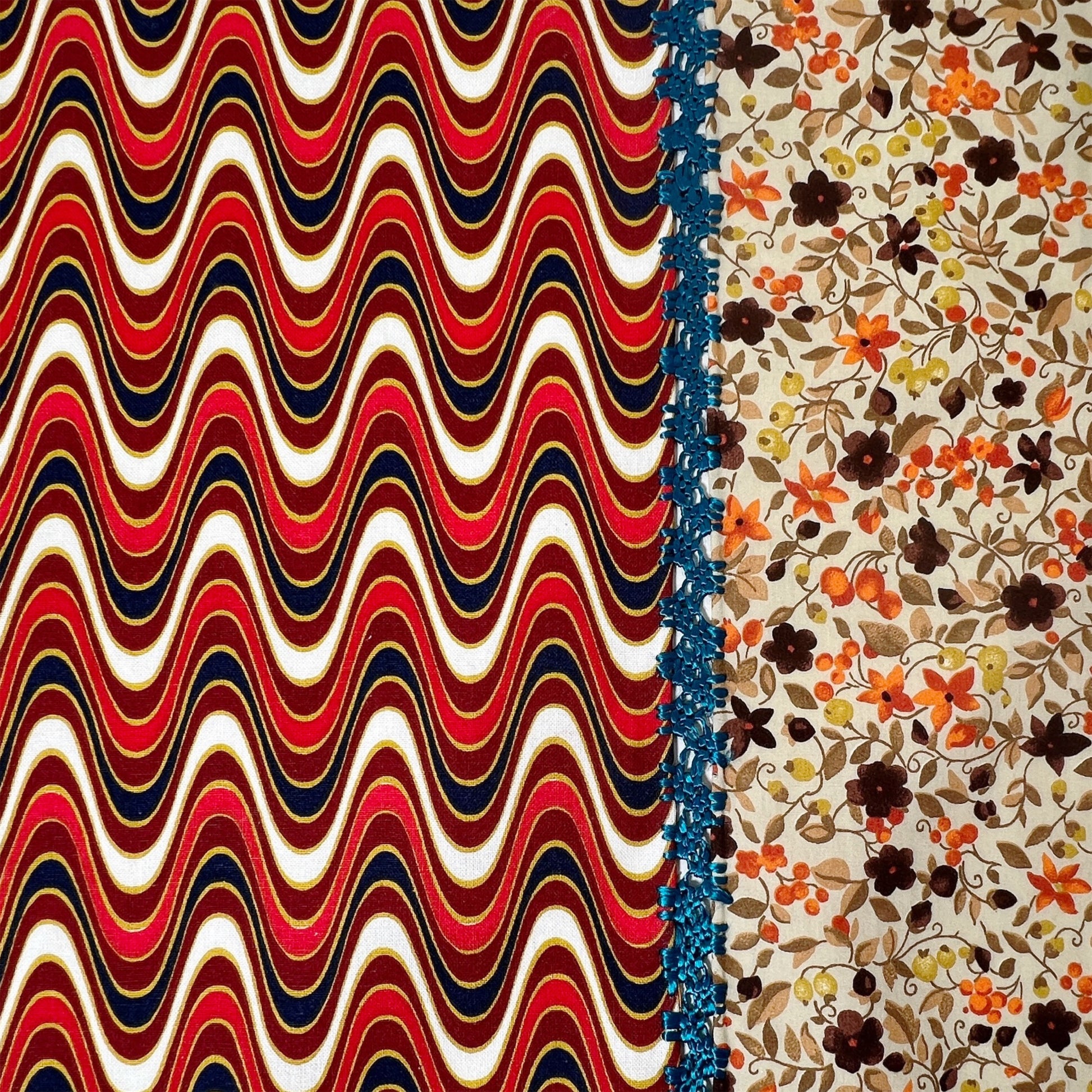 【Leo Atlante】刺繍パッチワークランチョンマット_waves red