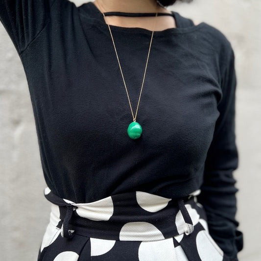 【Helena Rohner】large glass drop pendant with gold plated brass chain