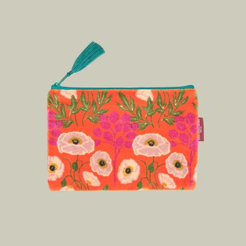 【Les Touristes】Medium Velvet Pouch_poppy-orange