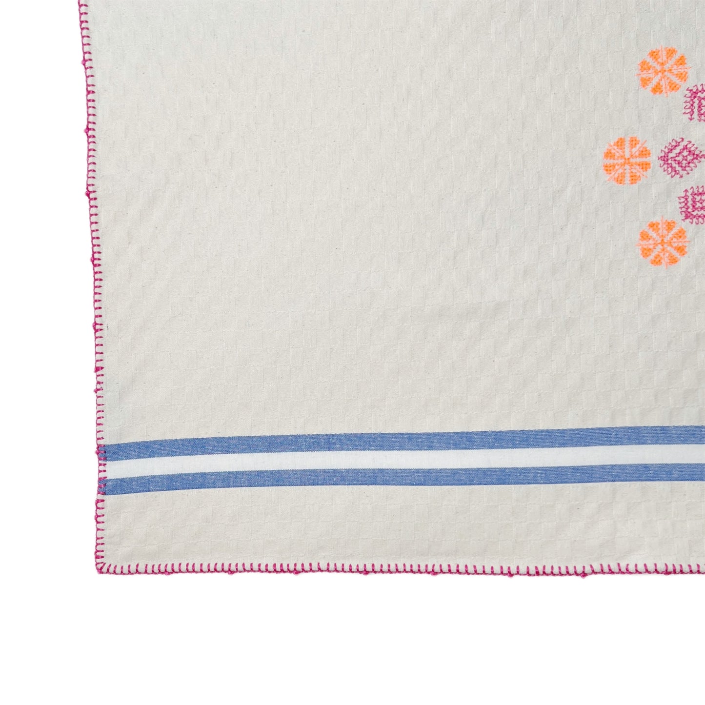 【Leo Atlante】刺繍パッチワーククロス rosace Fes stripes_blue