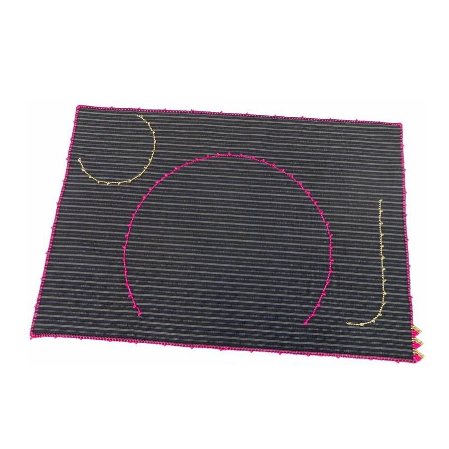 【Leo Atlante】Placemat_dark brown,pink edge
