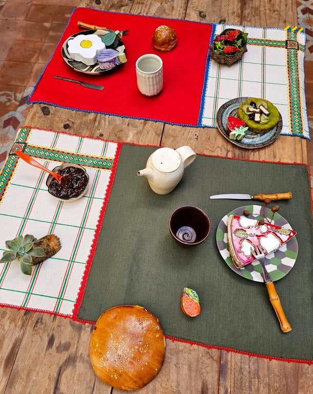 【Leo Atlante】Kitchen Towel_vintage+plain_dollar green