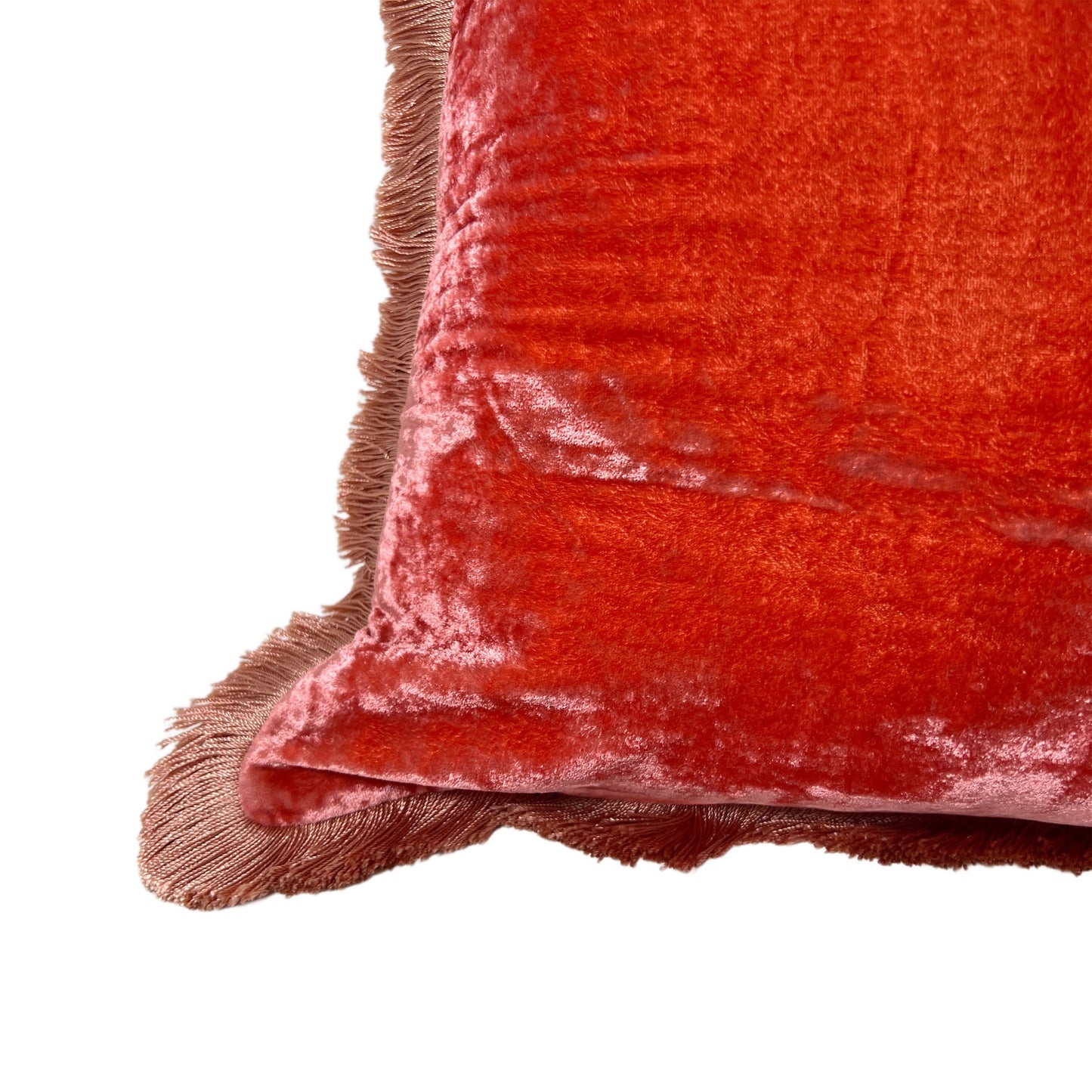 【Anke Drechsel】シルクベルベットクッションカバーRose Bisque/Peach Rose Fringe