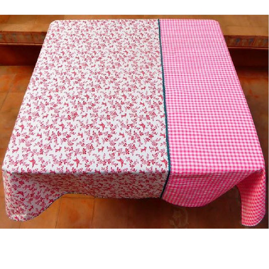 【Leo Atlante】Tablecloth_birds+gingham_red