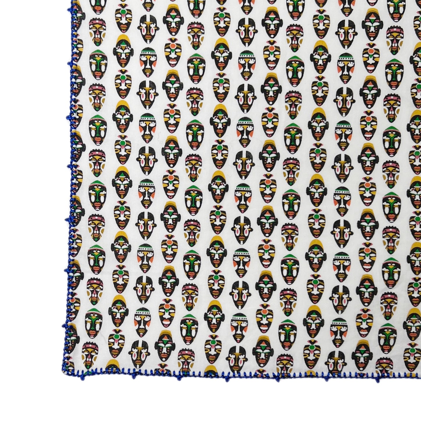 【Leo Atlante】刺繍パッチワークプレースマットmasks+houndstooth_white