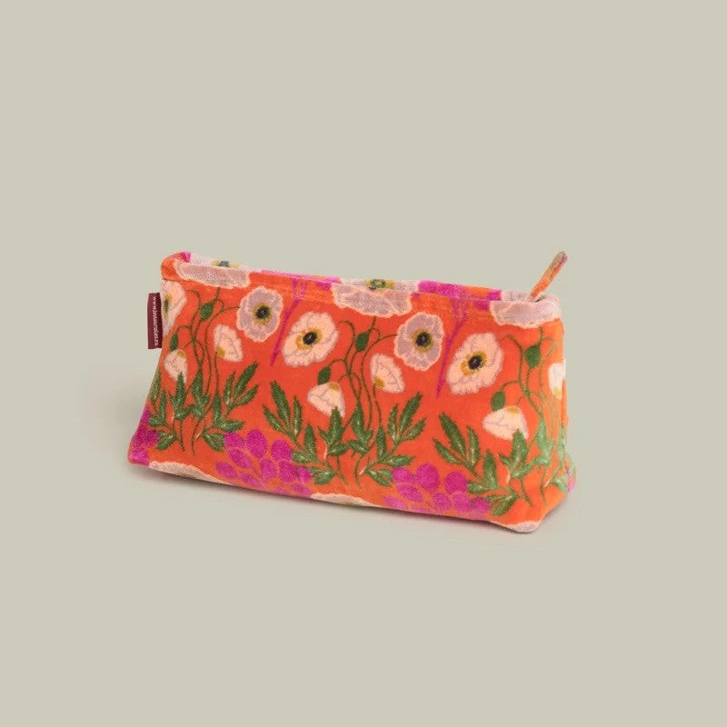 【Les Touristes】Velvet Pencil Case_poppy-orange