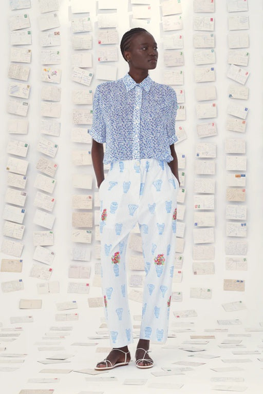 【Mii Collection】screen printed hand embroidered pant/41