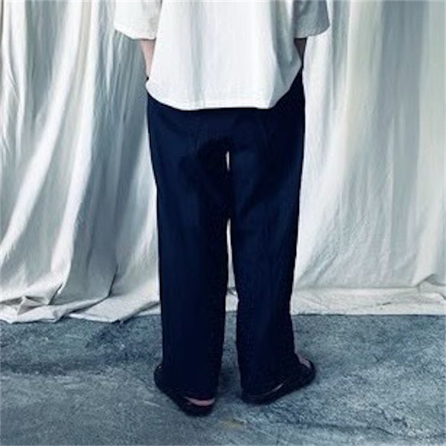 【ohta】navy wide pants pt-56N
