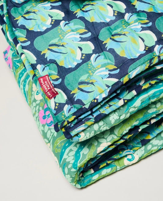 【Les Touristes】BEDSPREAD_allegria green / split navy