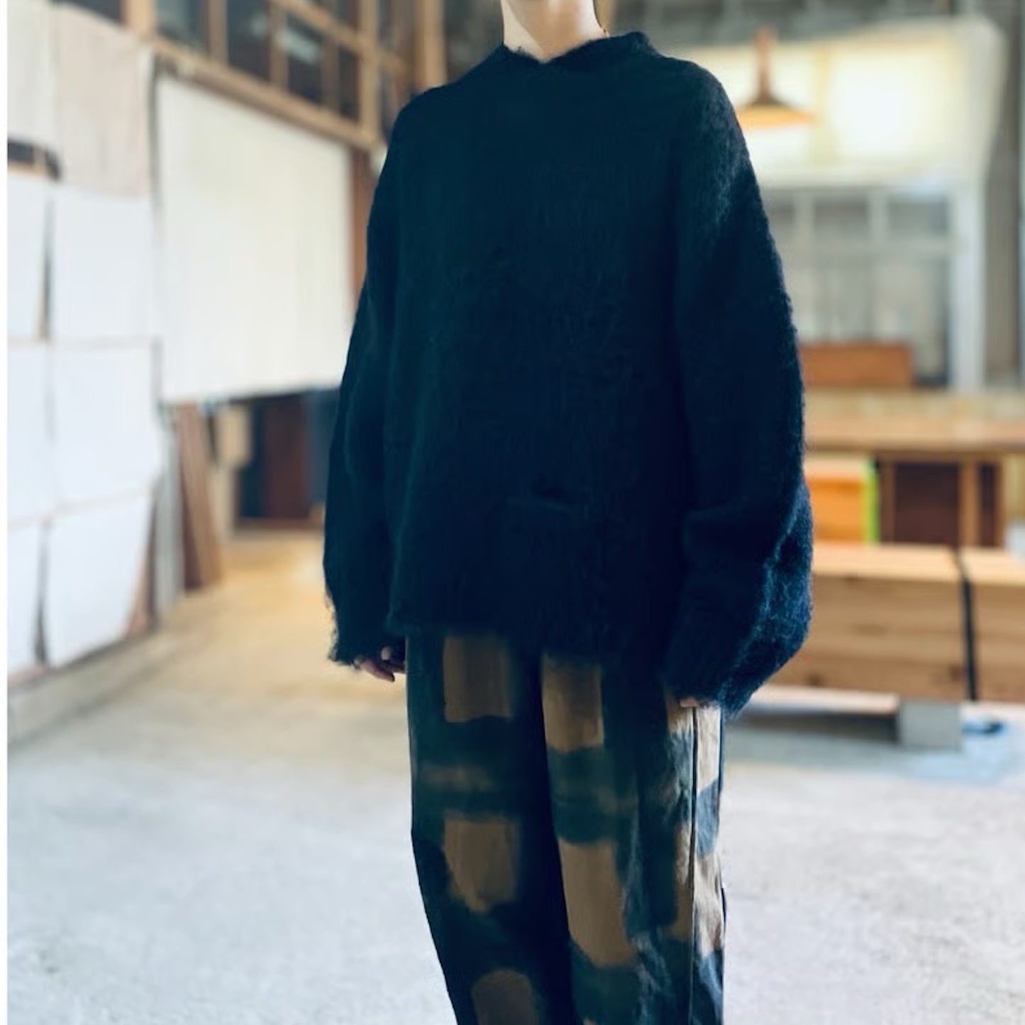 【ohta】navy sweater knー00N