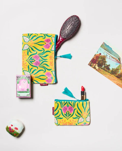 【Les Touristes】MEDIUM FLAT ZIP PURSE_muguet yellow