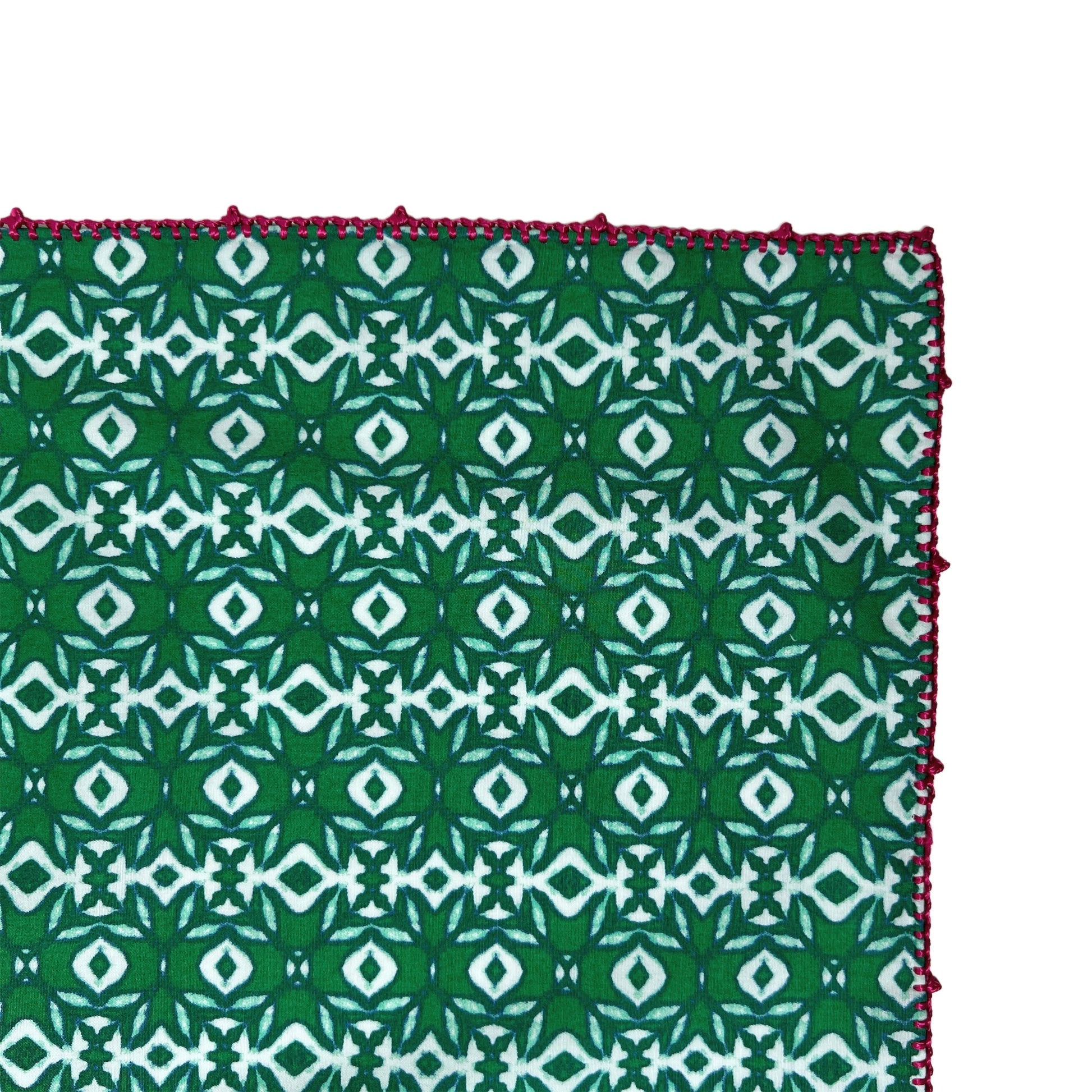 【Leo Atlante】刺繍パッチワークテーブルクロス green embroidered