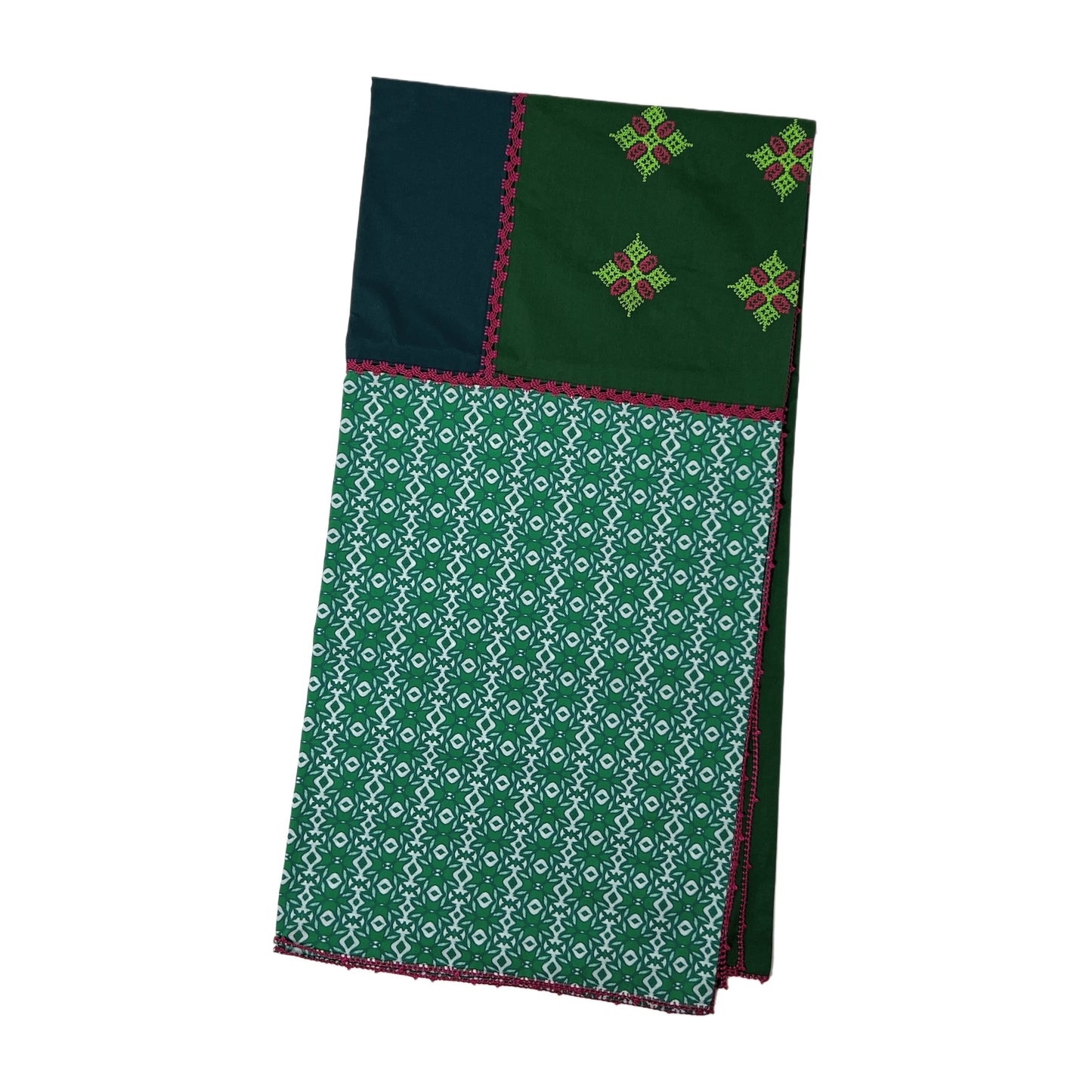 【Leo Atlante】刺繍パッチワークテーブルクロス green embroidered