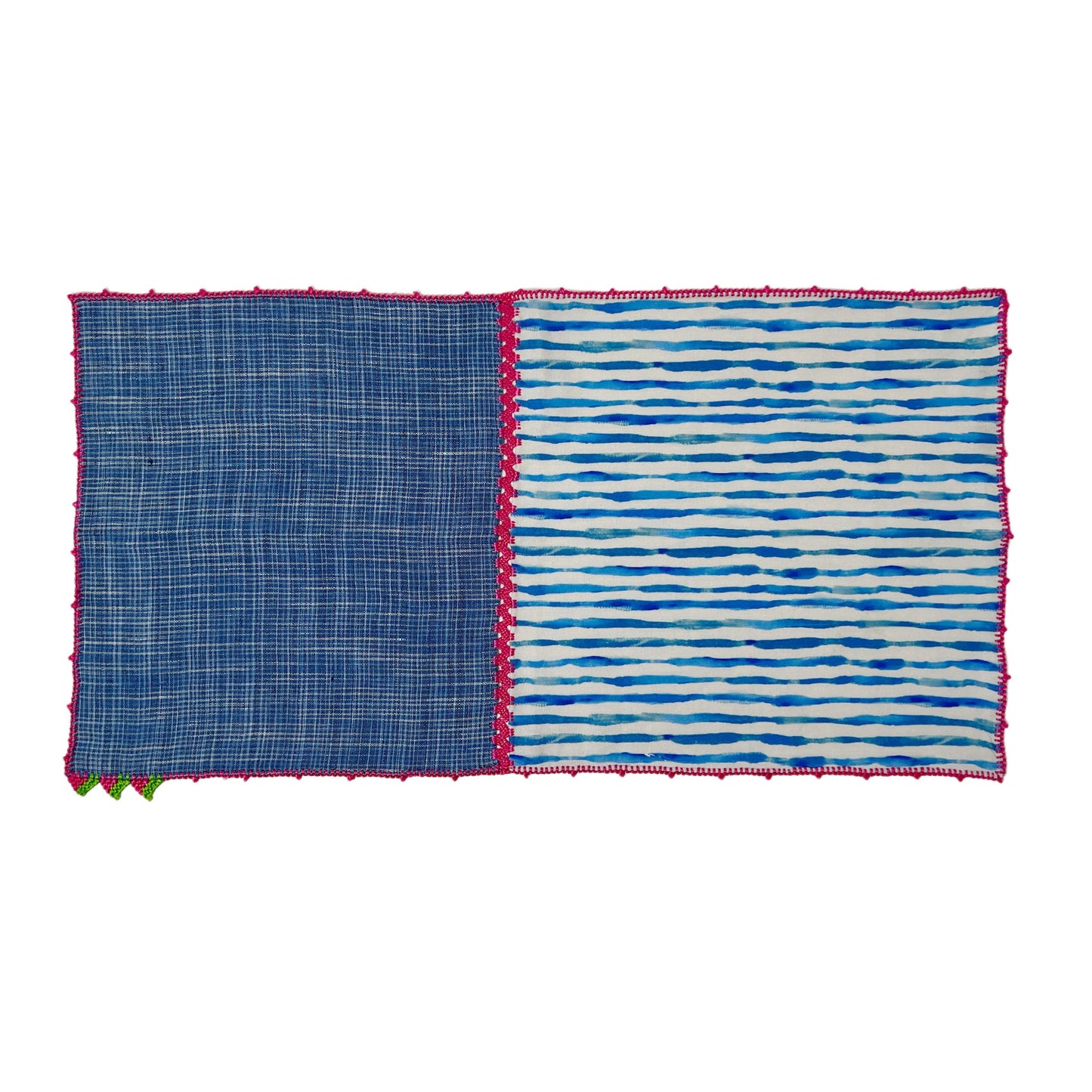 【Leo Atlante】刺繍パッチワークミニクロス blue