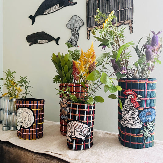 【ma.macaron】フラワーベースカバー にわとり