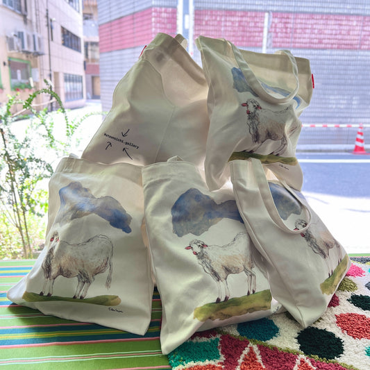 【Edi Dubien】羊青い空緑の地トートバッグ