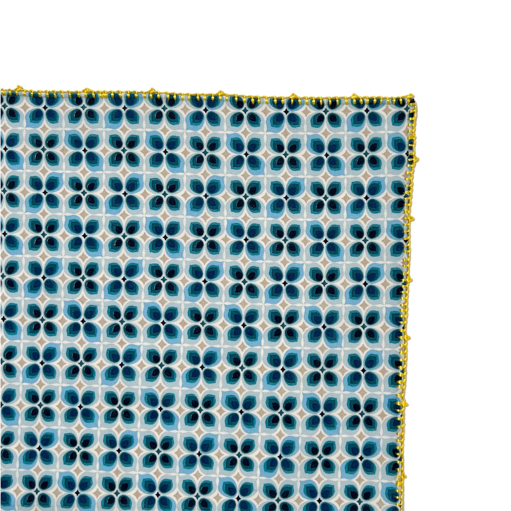 【Leo Atlante】刺繍パッチワークランチョンマット turquoise flower