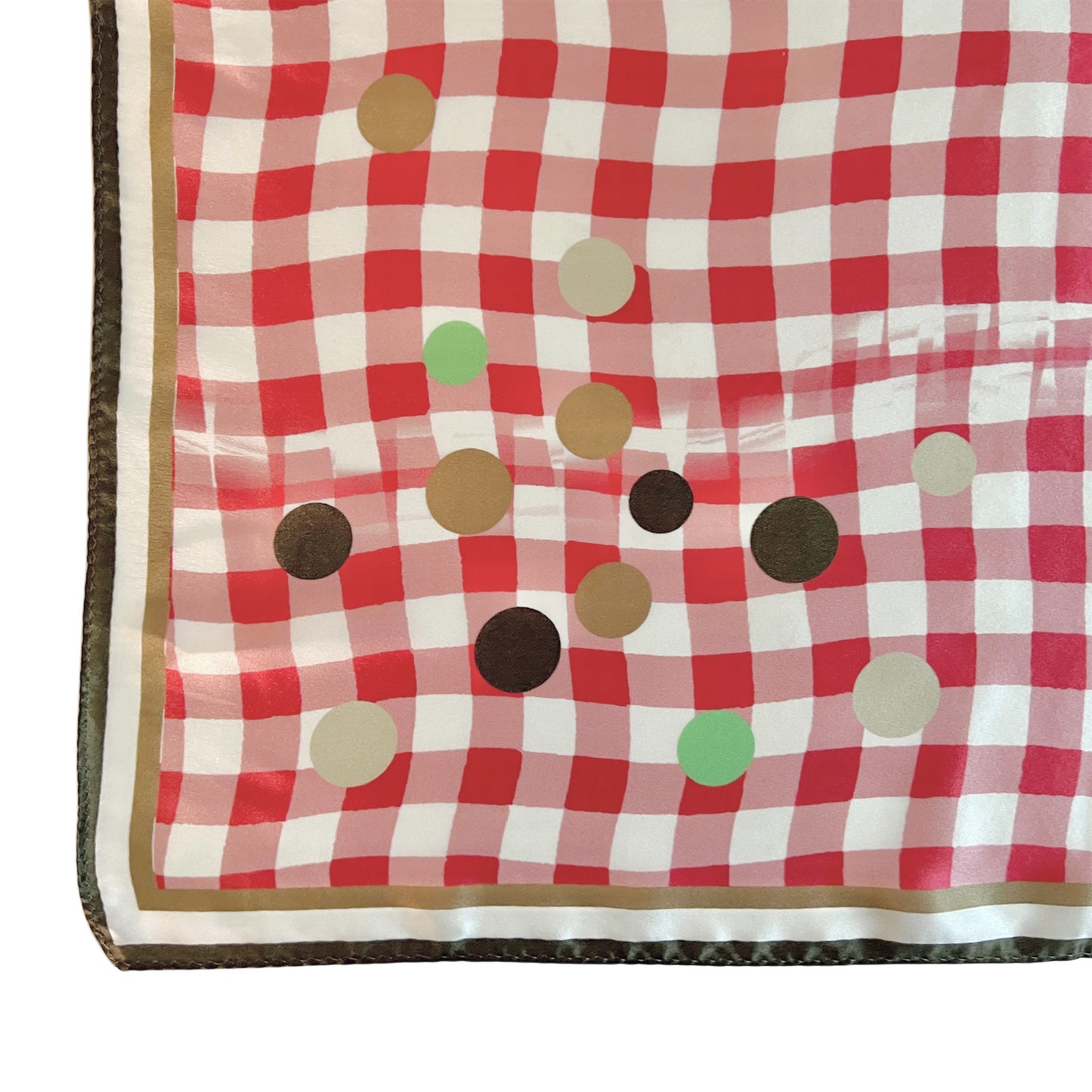 【Sayoko.M】silk scarf checkdot red