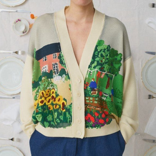 【Mii Collection】Printed Hand Embroidered Cardigan #01