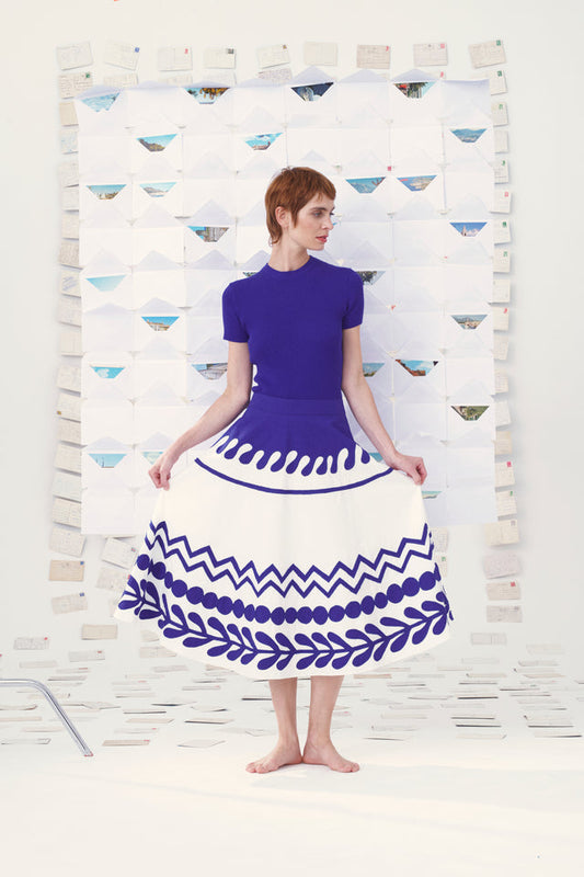 【Mii Collection】screen printed hand embroidered skirt/45