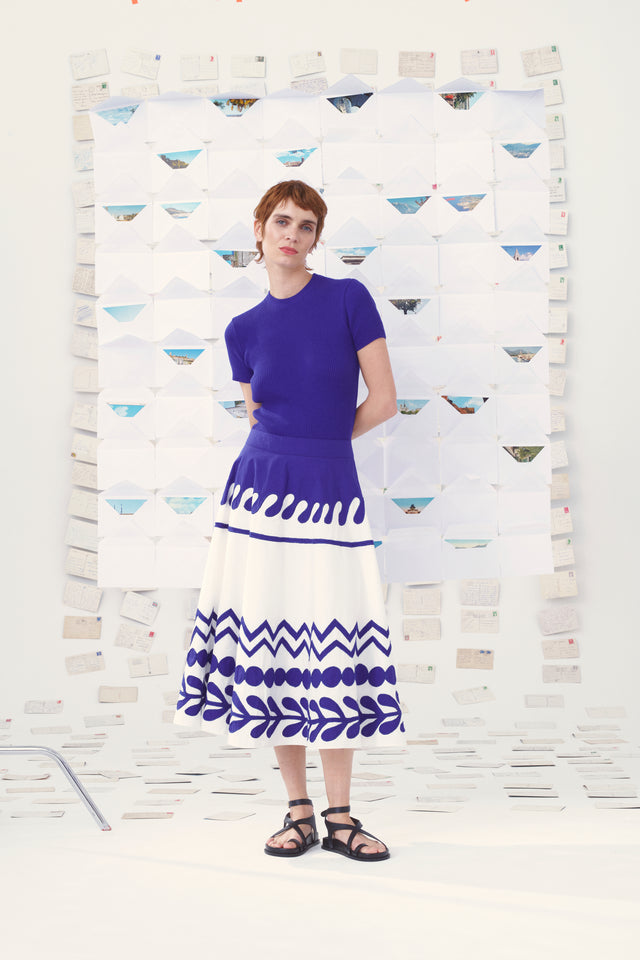 【Mii Collection】screen printed hand embroidered skirt/45