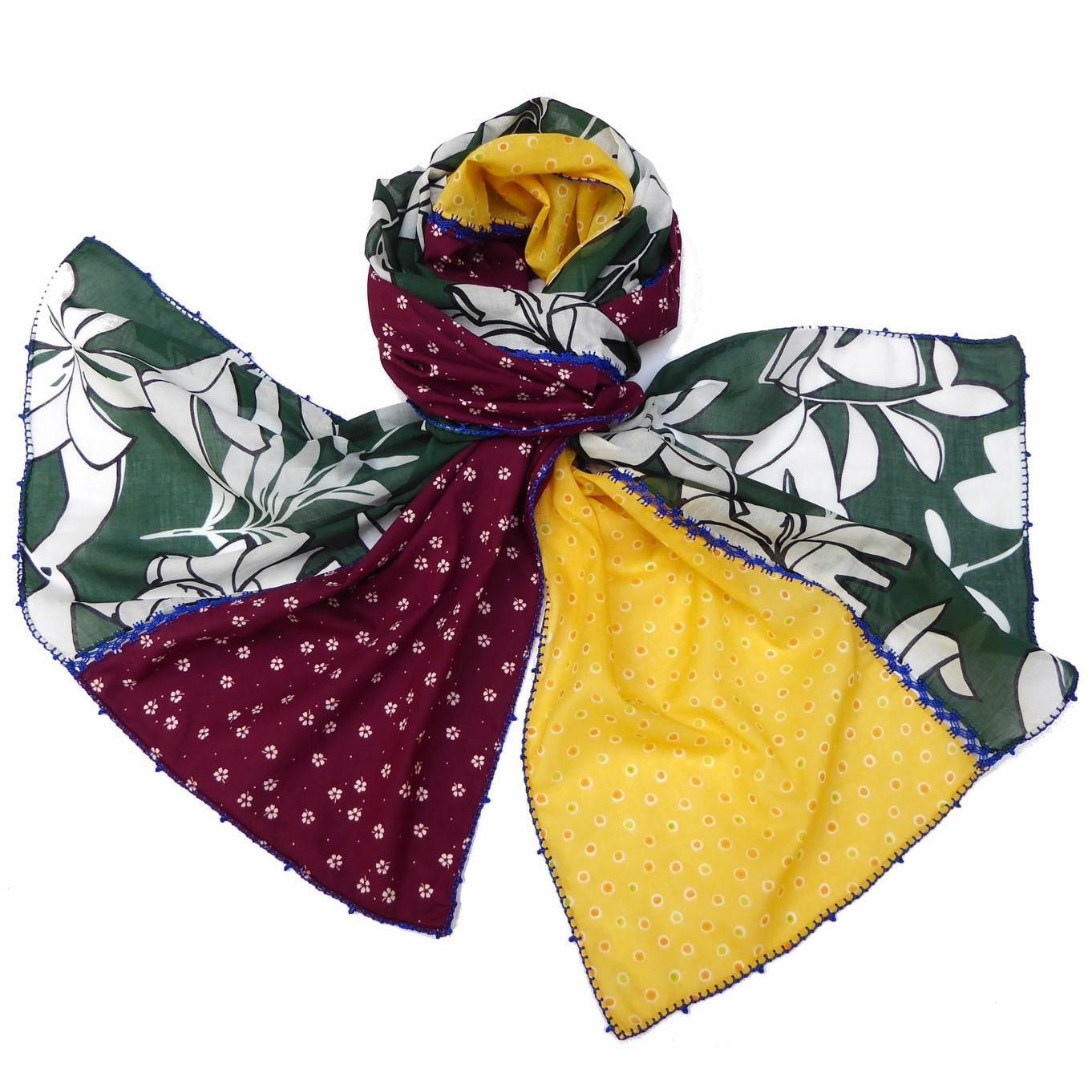 【Leo Atlante】モロッコ刺繍スカーフ green-yellow