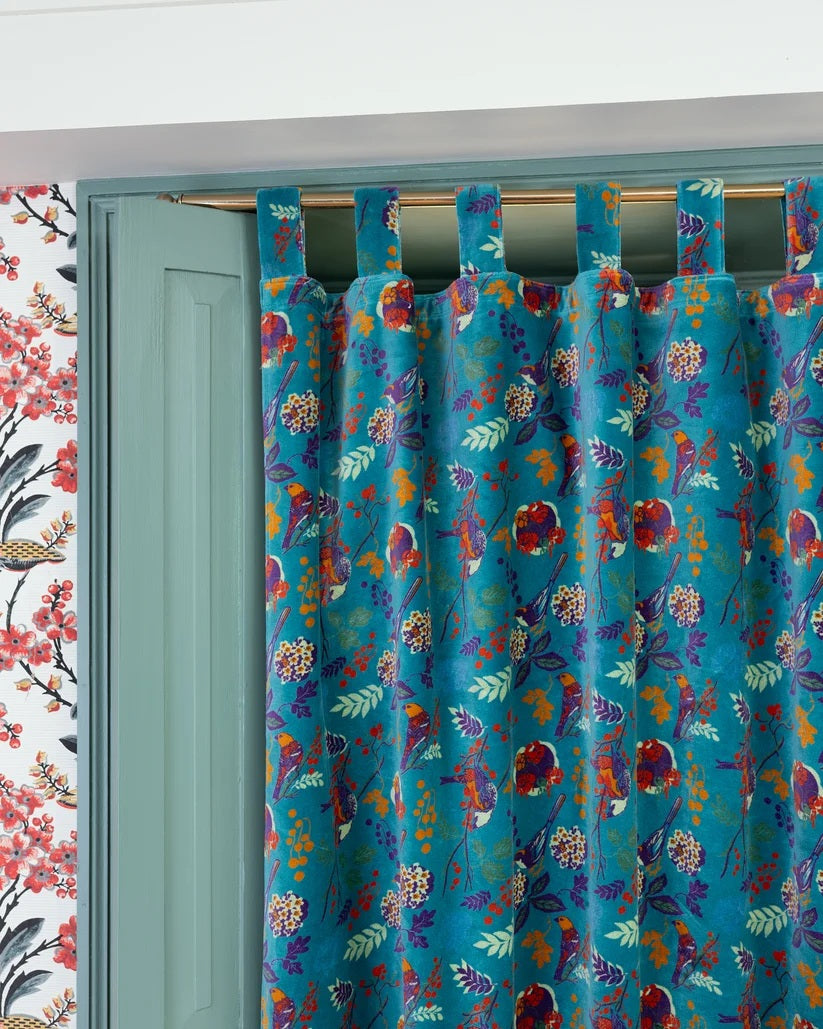 【Les Touristes】Velvet curtain_birdy-teal