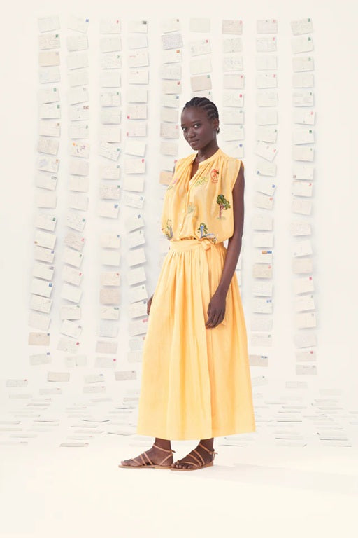 【Mii Collection】hand embroidered cotton silk shirt/86