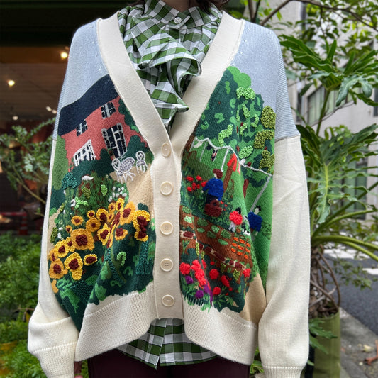 【Mii Collection】Printed Hand Embroidered Cardigan #01