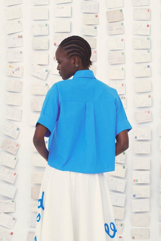 【Mii Collection】hand woven solid organic cotton short sleeve/126 TURKISH BLUE