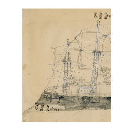 【JOHN DERIAN】デコパージュプレート Black Ship (p 303)