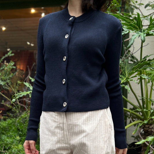 【Mii Collection】Knitted Fitted Cardigan With Ceramic Buttons #103