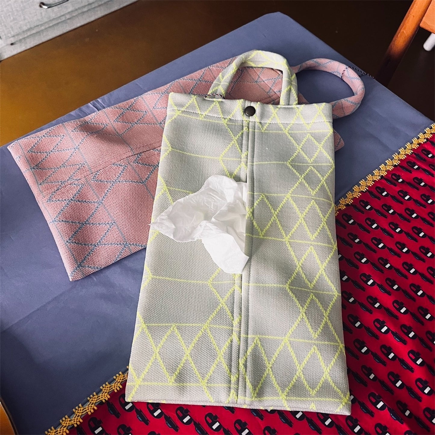 【Tricote】アーガイルティッシュケース GRAY