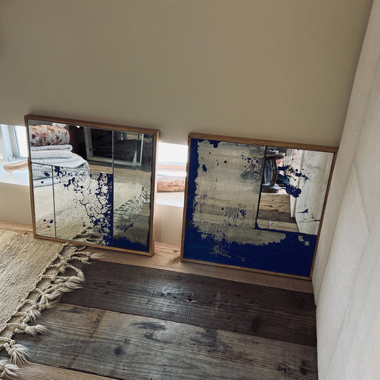 【COTE Pierre】ミラー ブルー40x40cmA