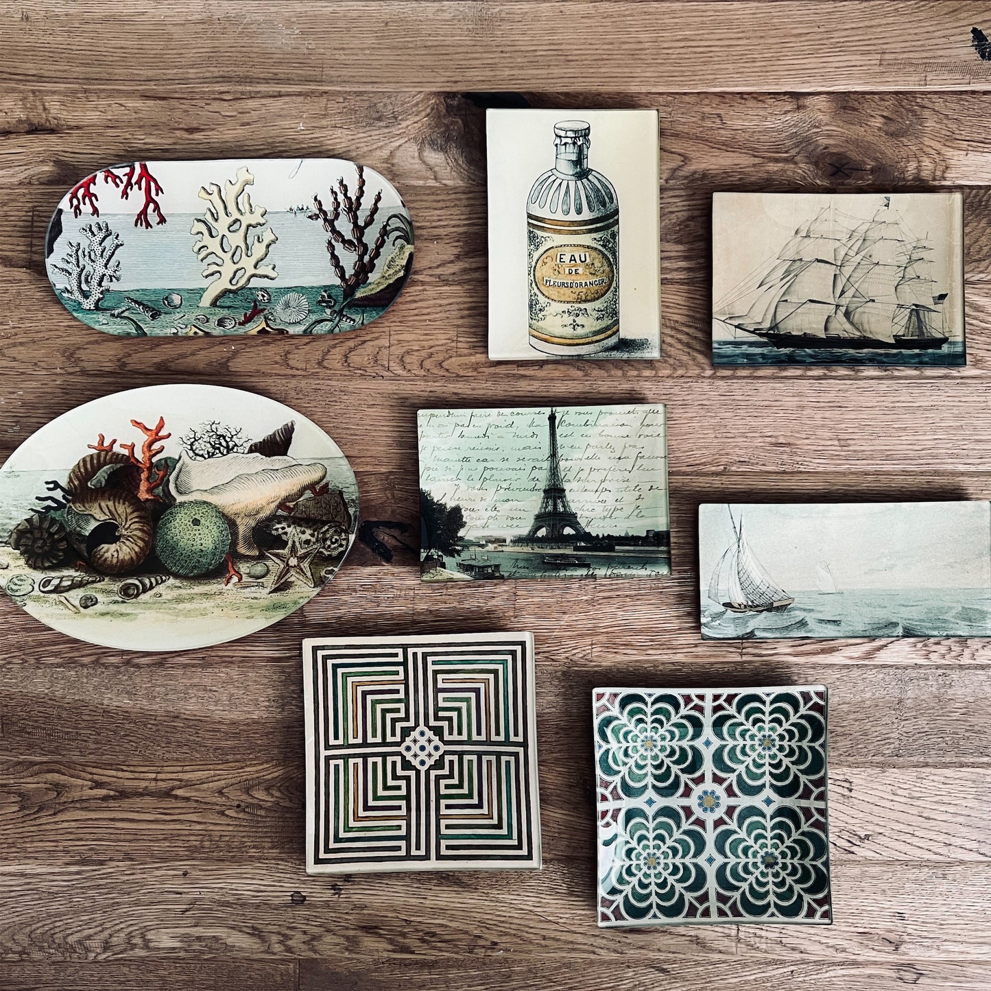 【JOHN DERIAN】デコパージュプレート Corals by the Sea