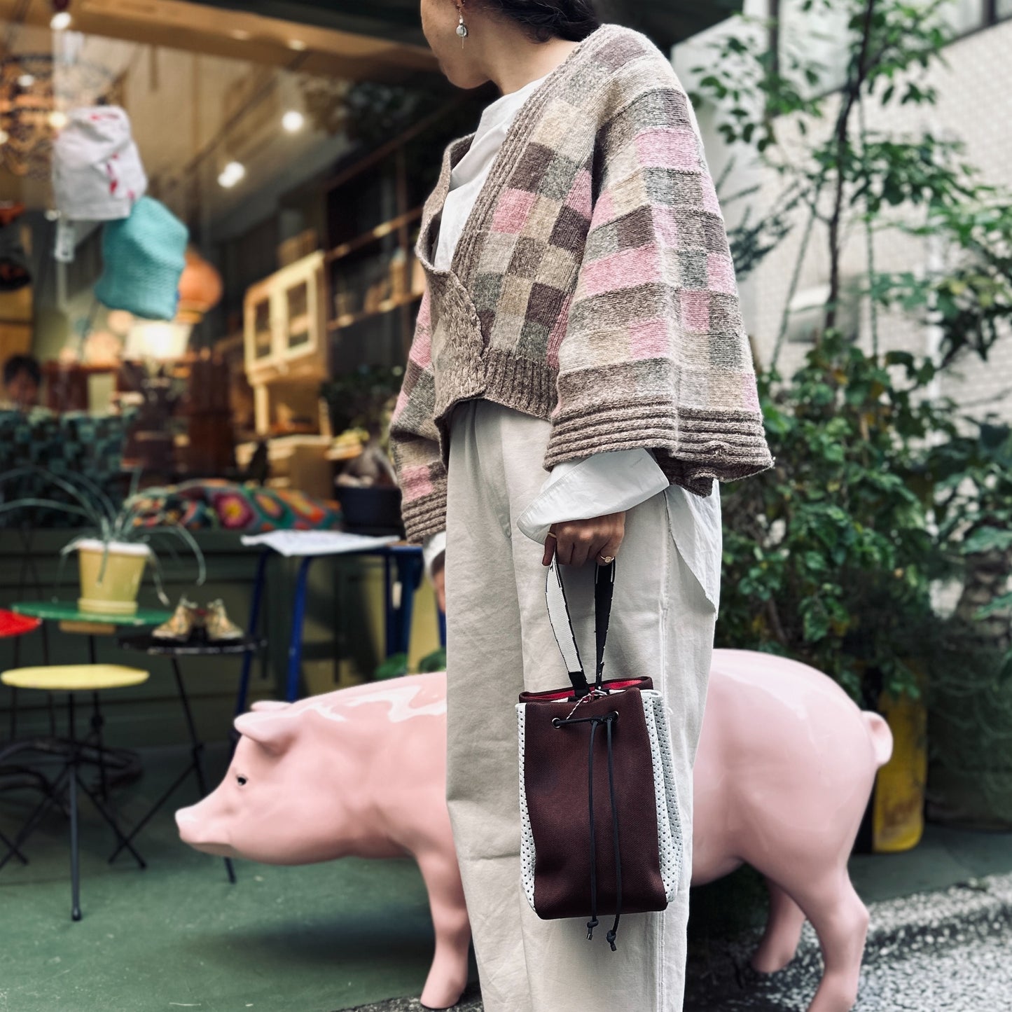 【Tricote】サイドメッシュ巾着バッグ
