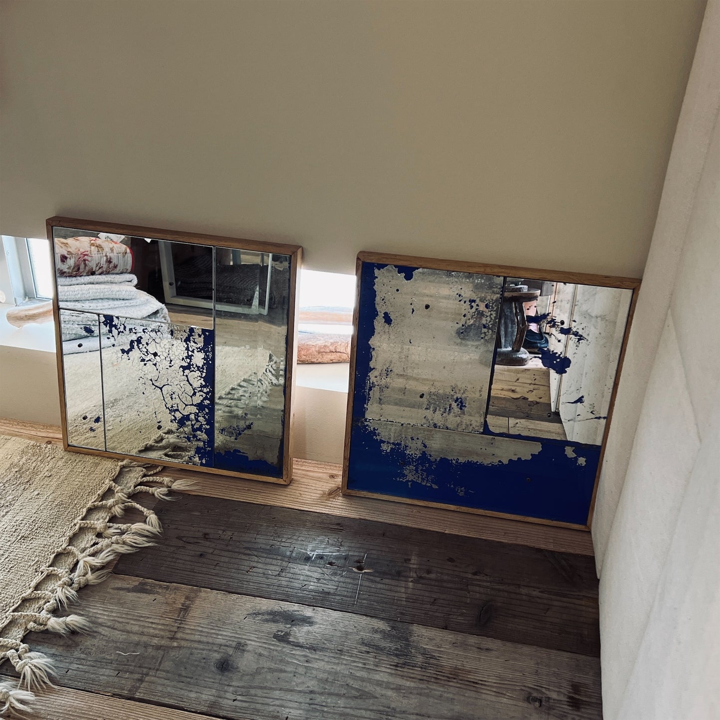 【COTE Pierre】ミラー ブルー40x40cmB