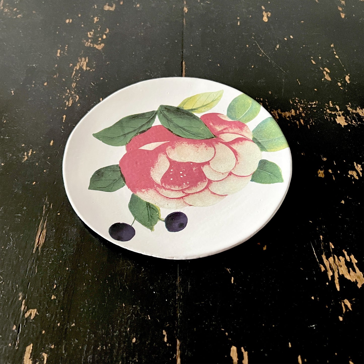 【Astier de Villatte】John 18th c Fan / Voluptuous Rose プレート