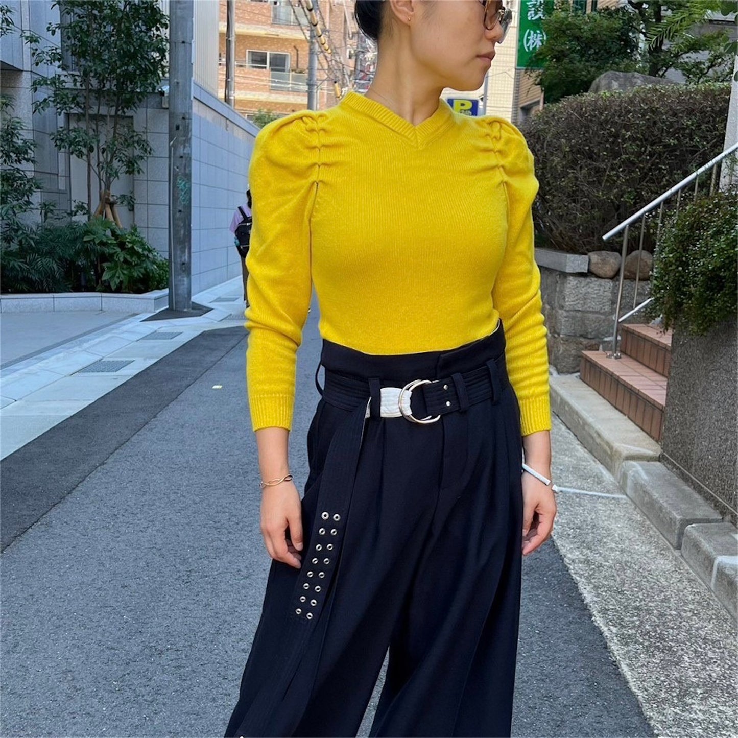 【マルト・デムラン セレクト ファッション】フェミニンシェイプセーター・イエロー