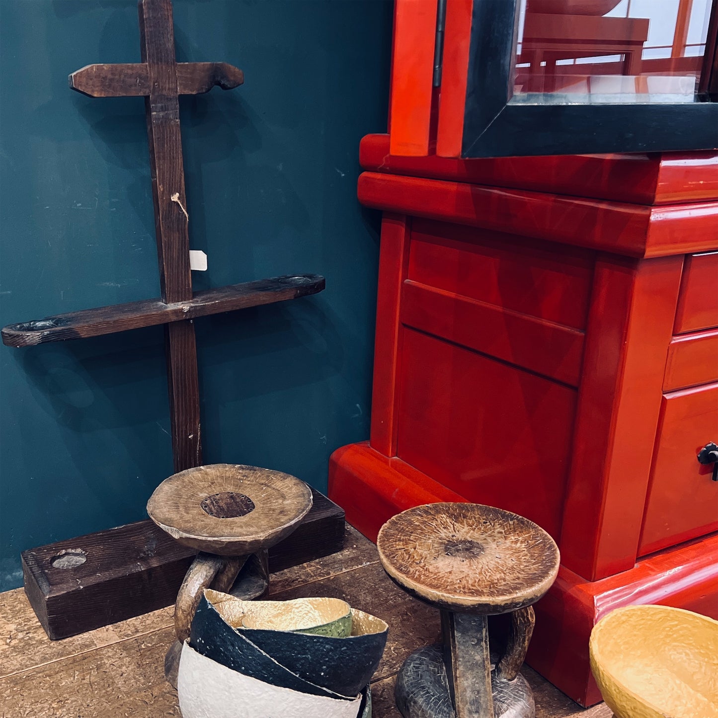 【FEEL】古道具 Antique wooden candle holder
